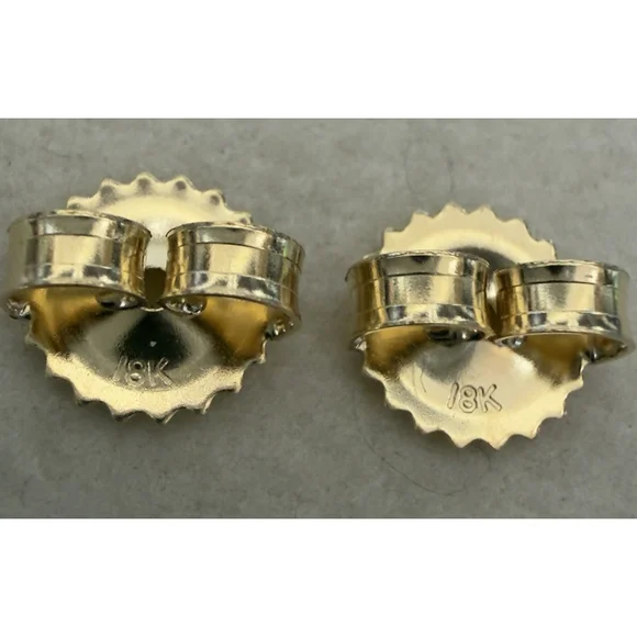 Roberto Coin Rubi & 0.08ctw Diamond Bezel 18k Yellow Gold Stud Earrings - Picture 7 of 15